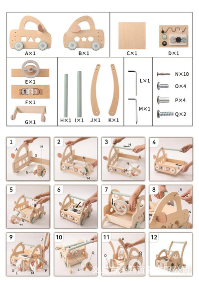 Montessori Wooden Baby Walker | Multifunctional High Landscape Toy