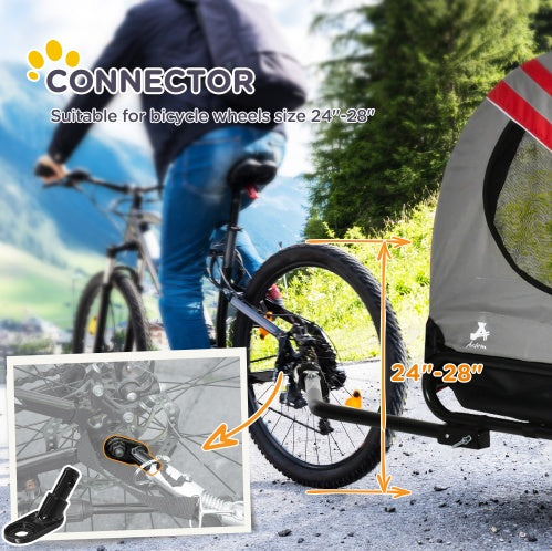 Aosom 2-in-1 Pet Bike Trailer For Small Dogs, Road-Visibility Bicycle Stroller, Weather-Strong Bike Wagon Trailer Sidecar Attachment, Red