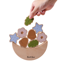 Acorns and Flower Stacker – Montessori Wooden & Silicone Toy for Toddlers | Open-Ended Stacking Toy for Sensory & Fine Motor Development