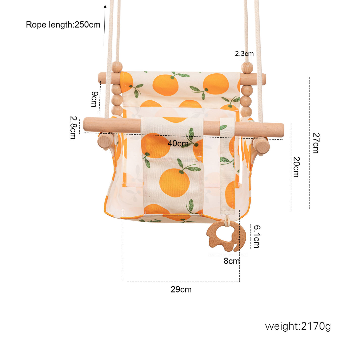 Fashionable Indoor Swing for Kids | Wooden & Fabric Hanging Chair | Montessori Playroom Swing Seat – Orange, Rainbow, Arrow & Alpaca Designs