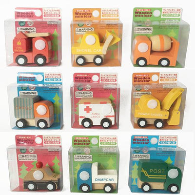 12 Car Models Wooden Toy Set