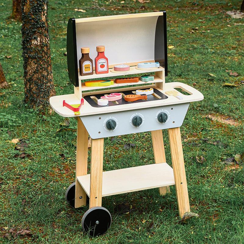 Kids Wooden Barbecue Grill Toy – Simulated Kitchen Playset (Ages 4–6)