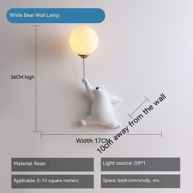 Cute Bear Resin Wall Lamp for Kids Room | LED Night Light | Nursery Wall Décor | Cartoon Animal Light for Bedroom & Baby Room – 220V (White, Blue, Pink)
