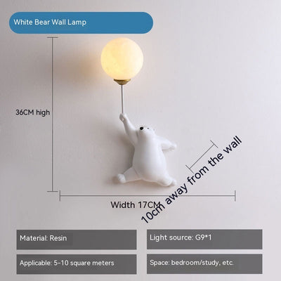 Cute Bear Resin Wall Lamp for Kids Room | LED Night Light | Nursery Wall Décor | Cartoon Animal Light for Bedroom & Baby Room – 220V (White, Blue, Pink)