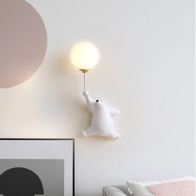 Cute Bear Resin Wall Lamp for Kids Room | LED Night Light | Nursery Wall Décor | Cartoon Animal Light for Bedroom & Baby Room – 220V (White, Blue, Pink)