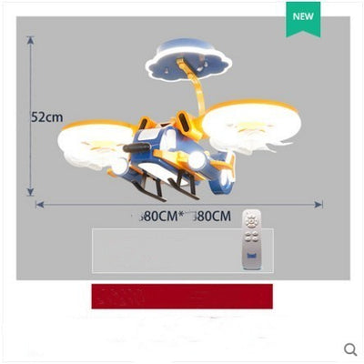 Smart Fighter Boy Ceiling Fan Light for Kids Room | Modern LED Fan Lamp with Remote Control | Metal & Acrylic Ceiling Light – 220V (Yellow & Blue)