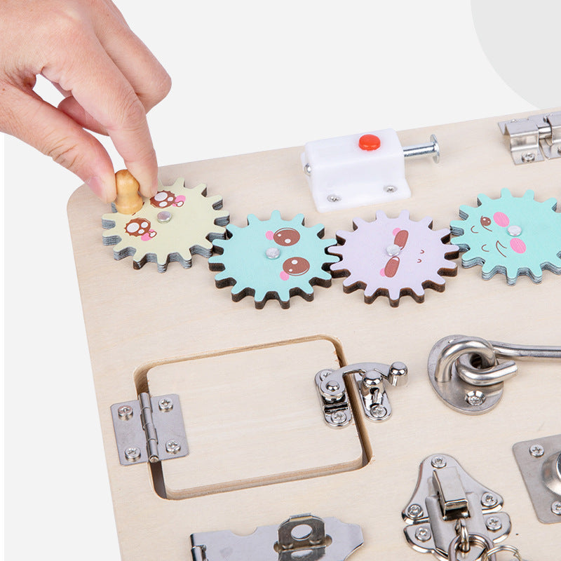 Wooden Colorful Cube Busy Board | Montessori Early Education Sensory Toy for Toddlers & Preschool Kids