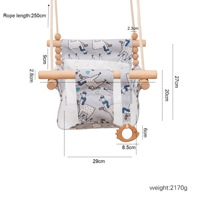 Fashionable Indoor Swing for Kids | Wooden & Fabric Hanging Chair | Montessori Playroom Swing Seat – Orange, Rainbow, Arrow & Alpaca Designs