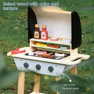 Kids Wooden Barbecue Grill Toy – Simulated Kitchen Playset (Ages 4–6)