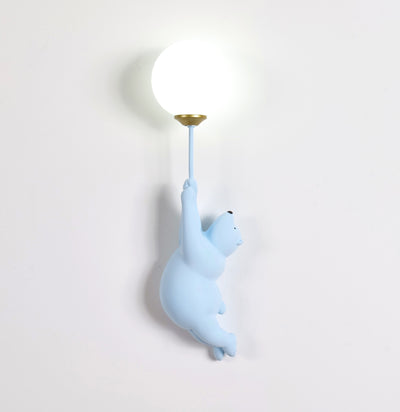 Cute Bear Resin Wall Lamp for Kids Room | LED Night Light | Nursery Wall Décor | Cartoon Animal Light for Bedroom & Baby Room – 220V (White, Blue, Pink)