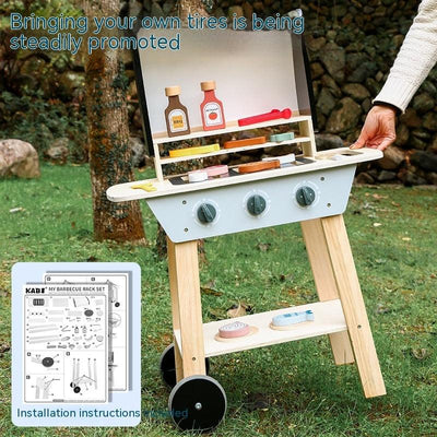 Kids Wooden Barbecue Grill Toy – Simulated Kitchen Playset (Ages 4–6)