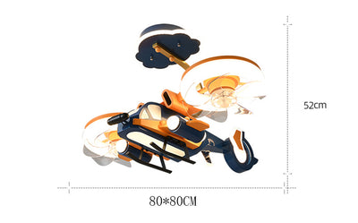 Smart Fighter Boy Ceiling Fan Light for Kids Room | Modern LED Fan Lamp with Remote Control | Metal & Acrylic Ceiling Light – 220V (Yellow & Blue)