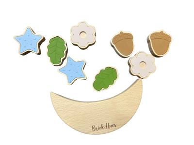 Acorns and Flower Stacker – Montessori Wooden & Silicone Toy for Toddlers | Open-Ended Stacking Toy for Sensory & Fine Motor Development