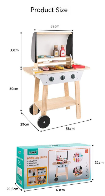 Kids Wooden Barbecue Grill Toy – Simulated Kitchen Playset (Ages 4–6)