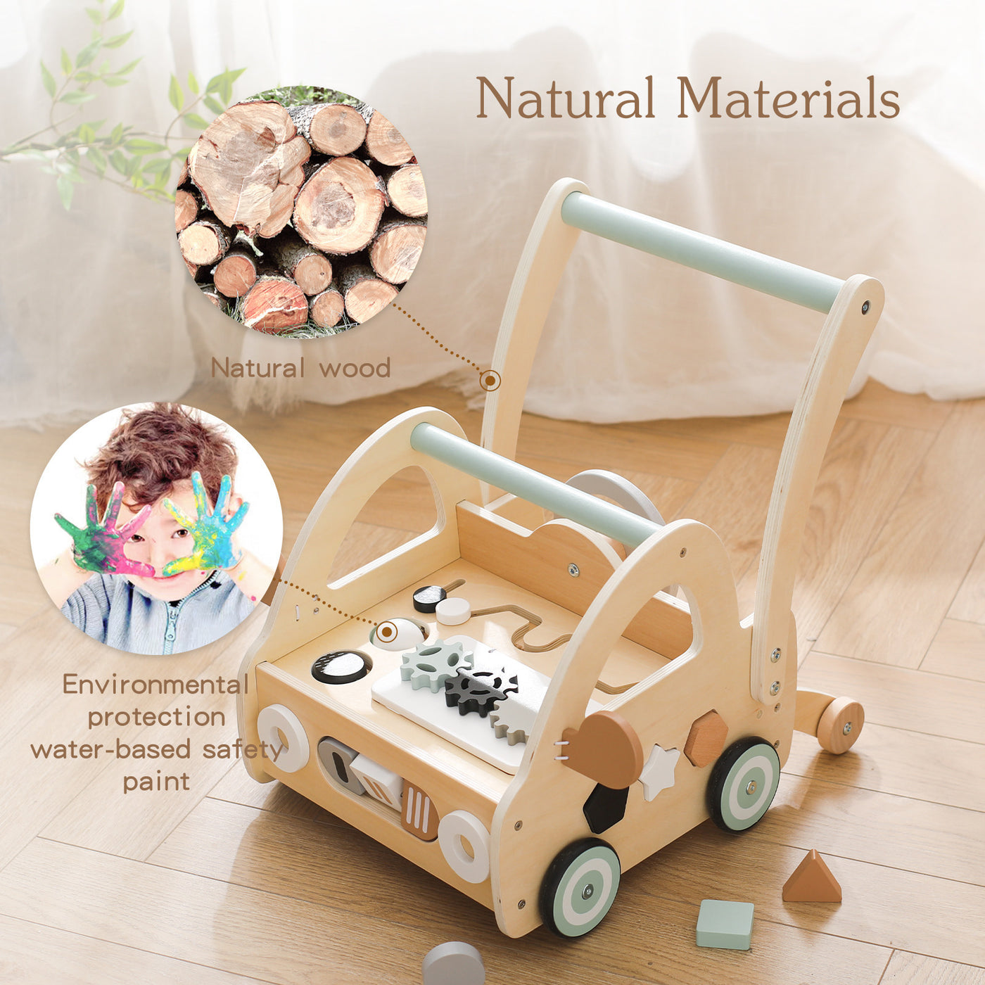 Montessori Wooden Baby Walker | Multifunctional High Landscape Toy