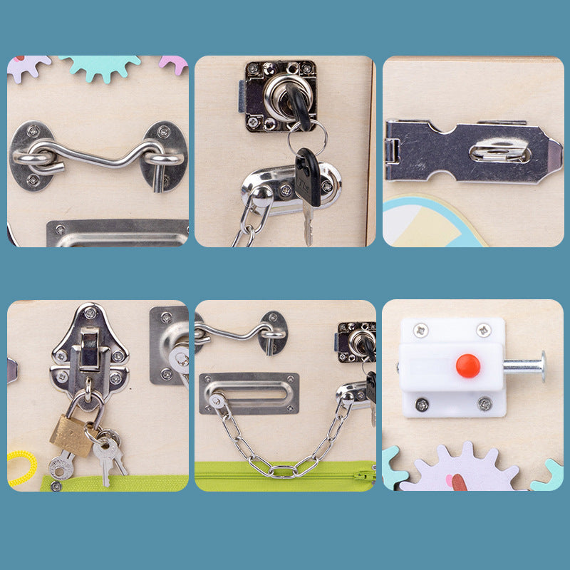 Wooden Colorful Cube Busy Board | Montessori Early Education Sensory Toy for Toddlers & Preschool Kids