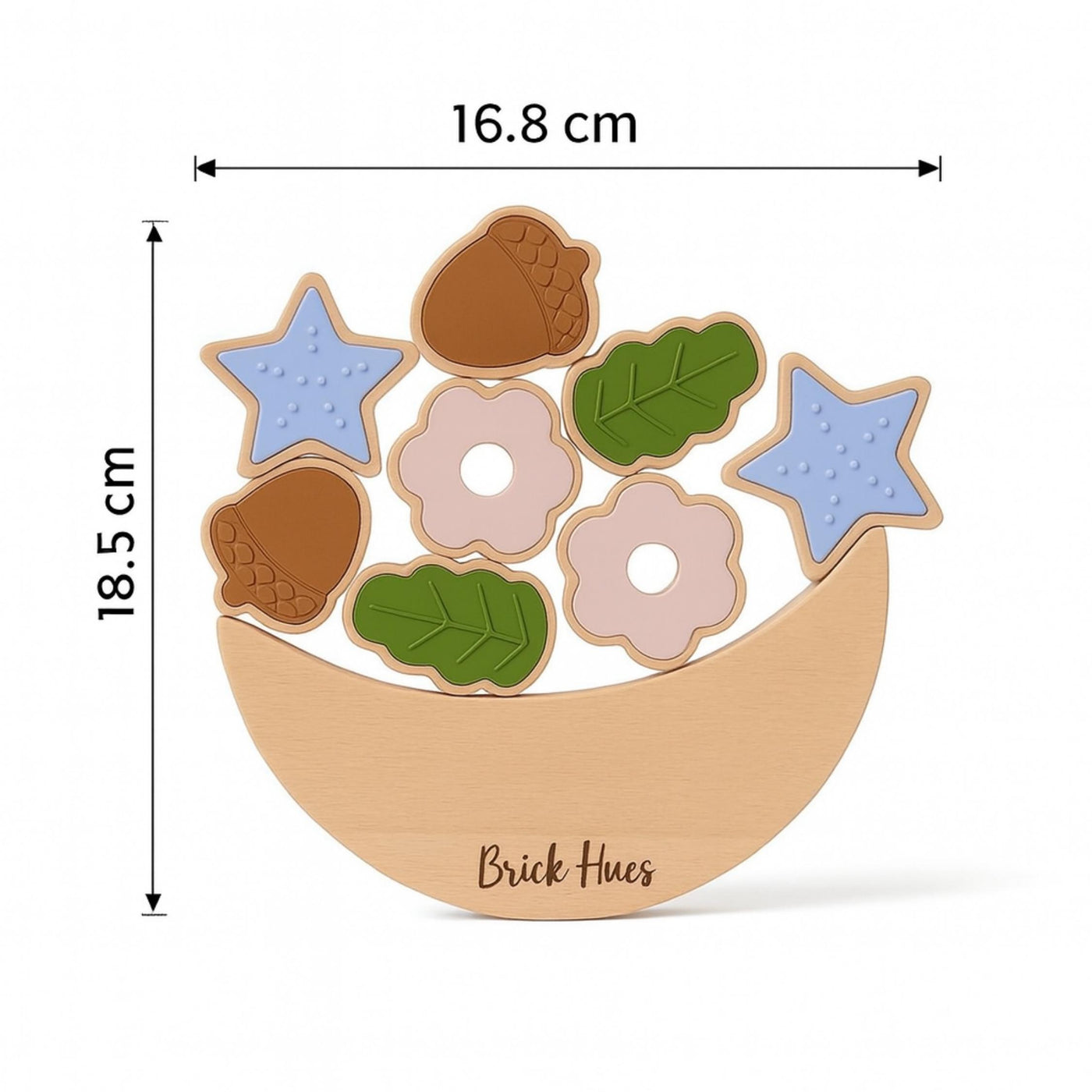 Acorns and Flower Stacker – Montessori Wooden & Silicone Toy for Toddlers | Open-Ended Stacking Toy for Sensory & Fine Motor Development