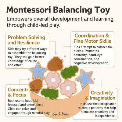 Acorns and Flower Stacker – Montessori Wooden & Silicone Toy for Toddlers | Open-Ended Stacking Toy for Sensory & Fine Motor Development