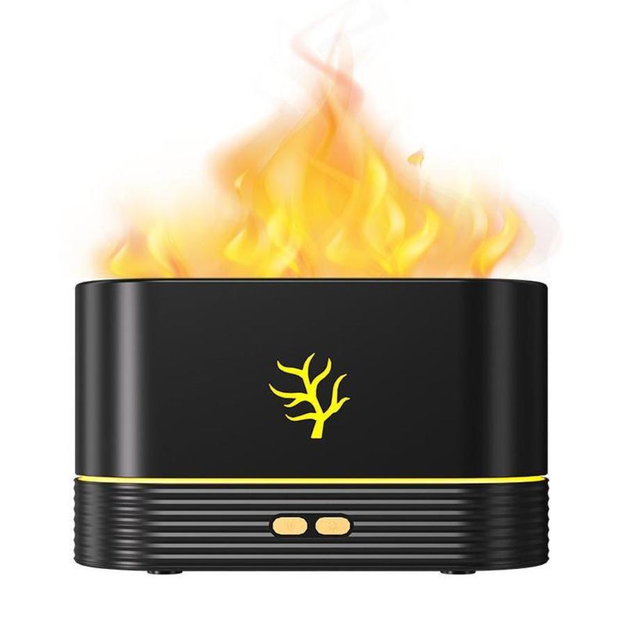 Aromatherapy Flame Diffuser – 5/7 Color LED Light Cool Mist Humidifier with Remote Control & Auto Shut-Off (USB Powered, 0.5L)