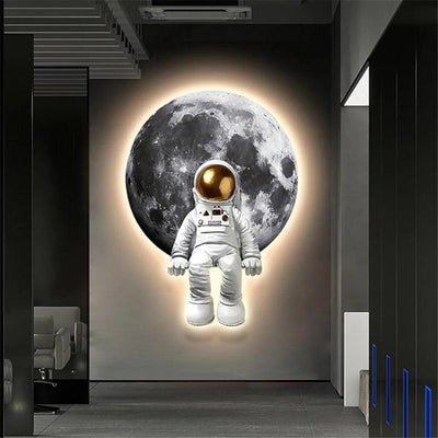 Astronaut Planet Wall Light – Plug-In Night Lamp for Kids