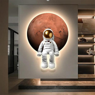 Astronaut Planet Wall Light – Plug-In Night Lamp for Kids