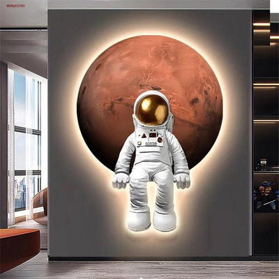 Astronaut Planet Wall Light – Plug-In Night Lamp for Kids