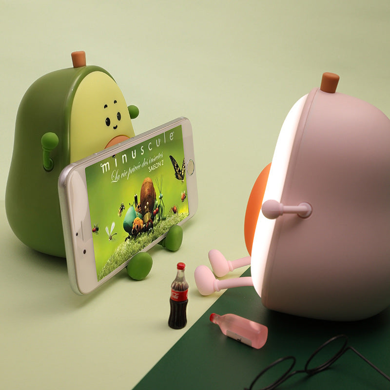 Avocado Cartoon Silicone LED Night Light – USB Rechargeable, 1200mAh Battery