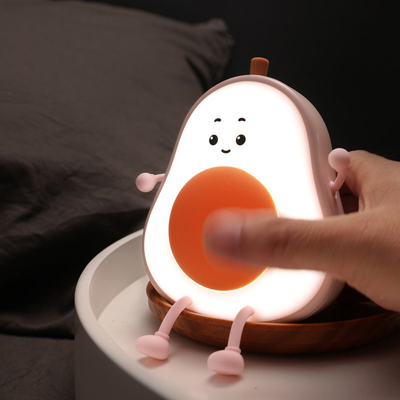 Avocado Cartoon Silicone LED Night Light – USB Rechargeable, 1200mAh Battery