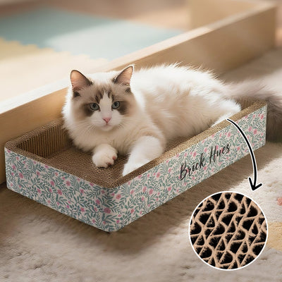 Brick Hues Cat Scratcher Lounge Bed – Durable Corrugated Cardboard Cat Scratching Box | Eco-Friendly Cat Scratch Pad & Resting Bed (50 x 28 x 9 cm)