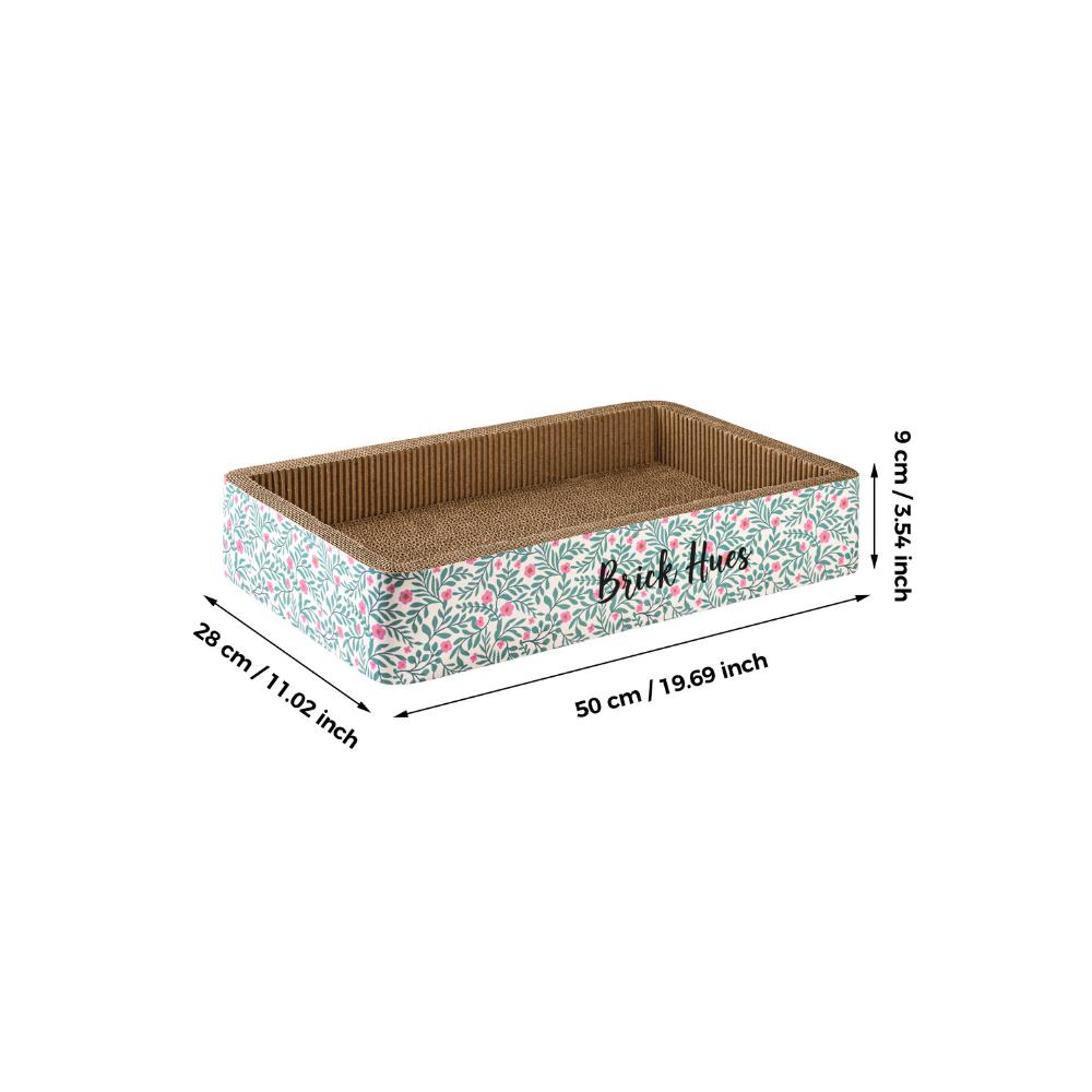 Brick Hues Cat Scratcher Lounge Bed – Durable Corrugated Cardboard Cat Scratching Box | Eco-Friendly Cat Scratch Pad & Resting Bed (50 x 28 x 9 cm)