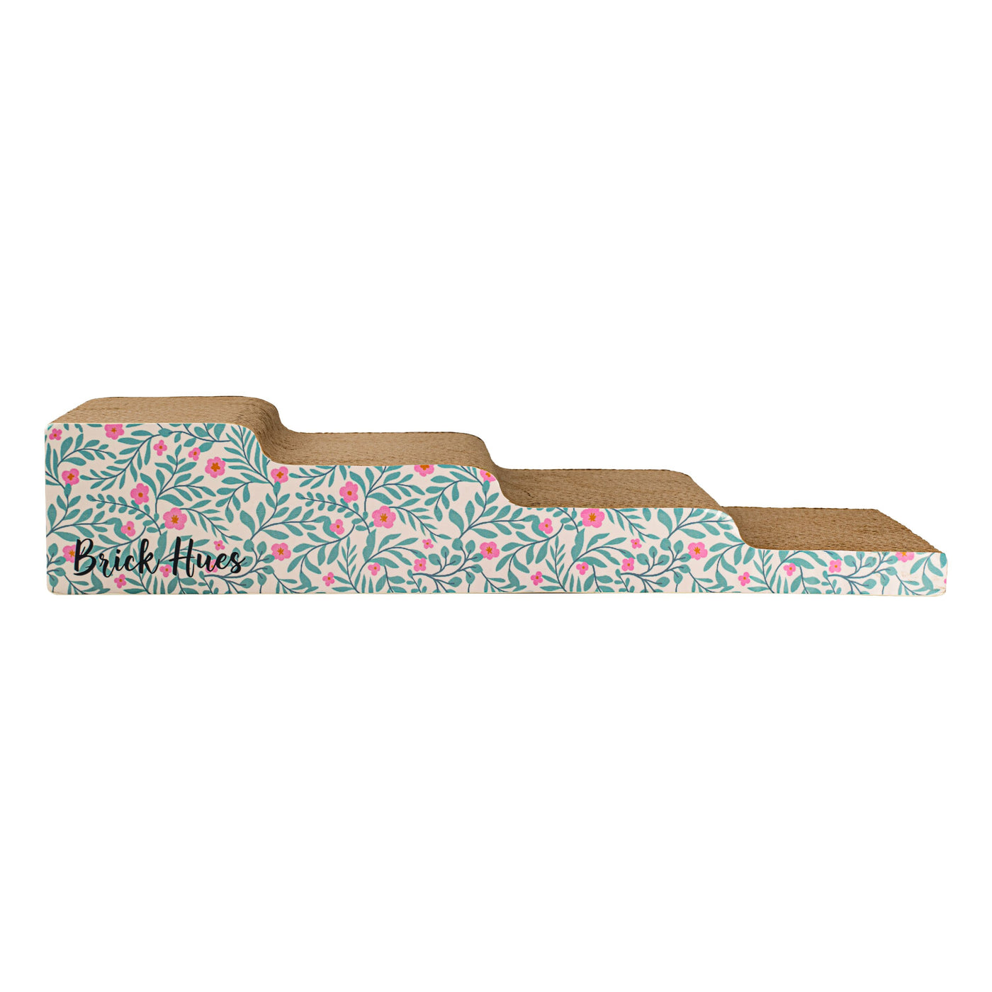 Brick Hues Cat Scratcher Step – Durable Corrugated Cardboard Cat Scratching Ramp | Multi-Level Cat Scratch Pad & Lounge for Healthy Claws (42 x 21 x 8 cm)