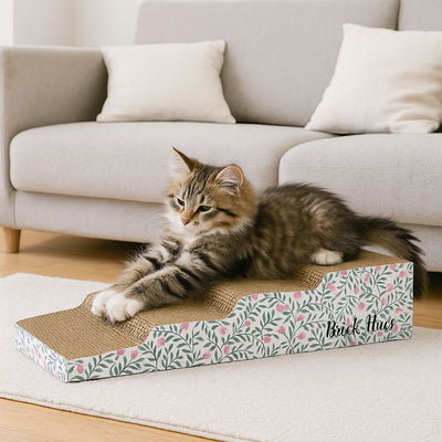 Brick Hues Cat Scratcher Step – Durable Corrugated Cardboard Cat Scratching Ramp | Multi-Level Cat Scratch Pad & Lounge for Healthy Claws (42 x 21 x 8 cm)