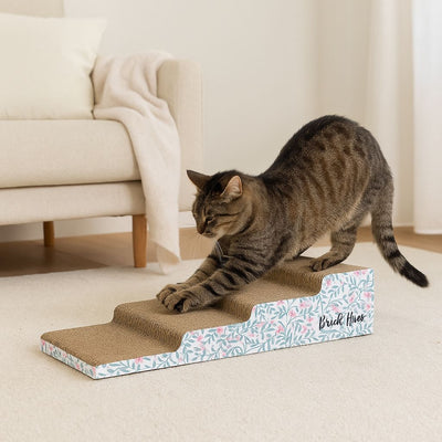 Brick Hues Cat Scratcher Step – Durable Corrugated Cardboard Cat Scratching Ramp | Multi-Level Cat Scratch Pad & Lounge for Healthy Claws (42 x 21 x 8 cm)