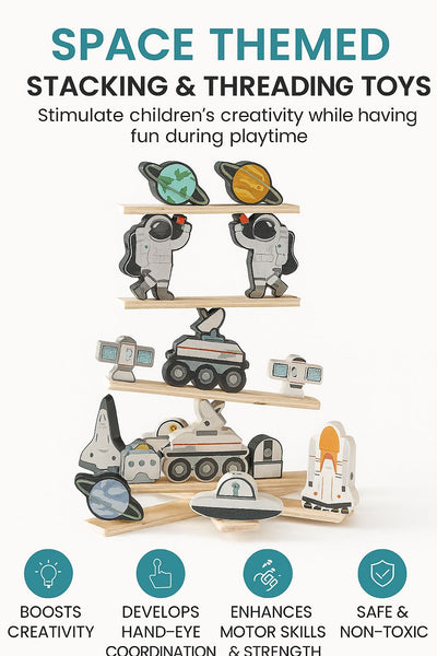 Brick Hues - Montessori Astronaut Stacking & Threading Toy (12 Months+)