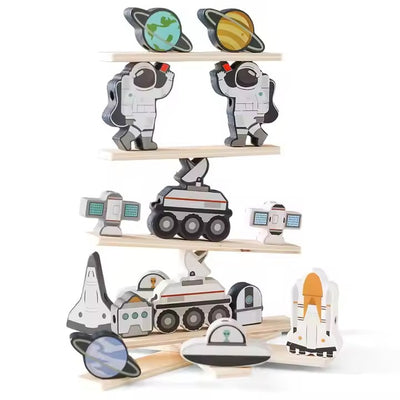 Brick Hues - Montessori Astronaut Stacking & Threading Toy (12 Months+)