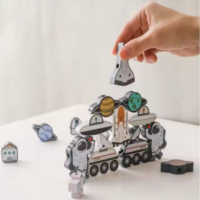 Brick Hues - Montessori Astronaut Stacking & Threading Toy (12 Months+)