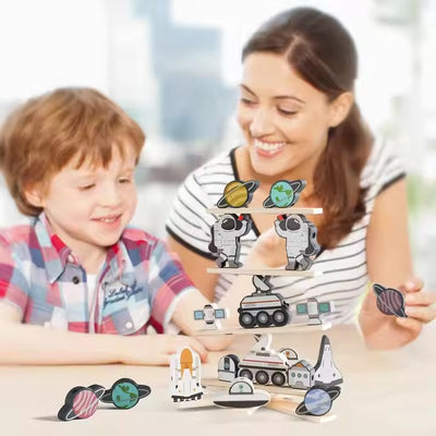 Brick Hues - Montessori Astronaut Stacking & Threading Toy (12 Months+)