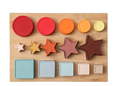 Brick Hues – Montessori Silicone Stacker, Shape Sorter & Puzzle (12 Months+)
