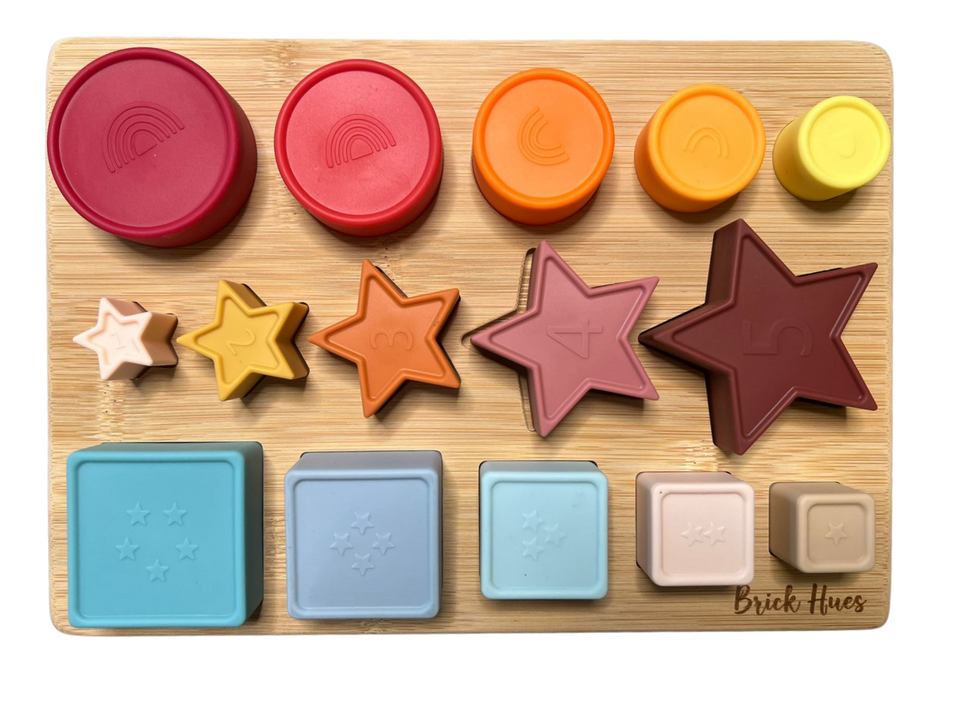 Brick Hues – Montessori Silicone Stacker, Shape Sorter & Puzzle (12 Months+)
