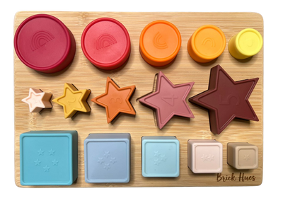 Brick Hues – Montessori Silicone Stacker, Shape Sorter & Puzzle (12 Months+)
