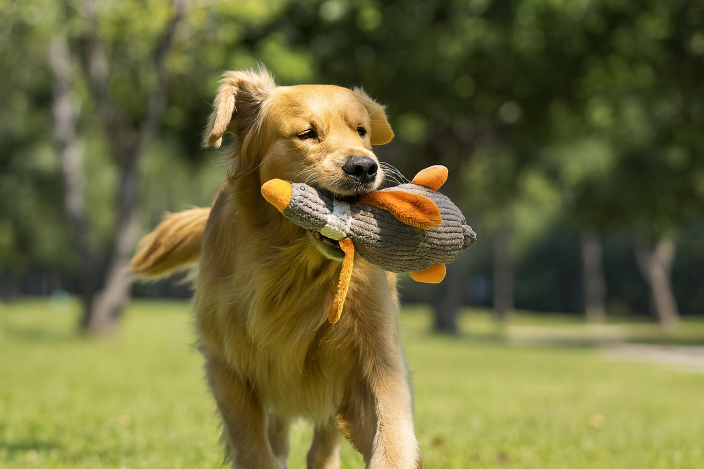 Brick Hues Plush Duck Squeaky Dog Toy – Durable Chew, Fetch & Teething Toy for Puppies, Small, Medium & Large Dogs | Soft, Safe, Non-Toxic, Washable Interactive Pet Toy (Brown)