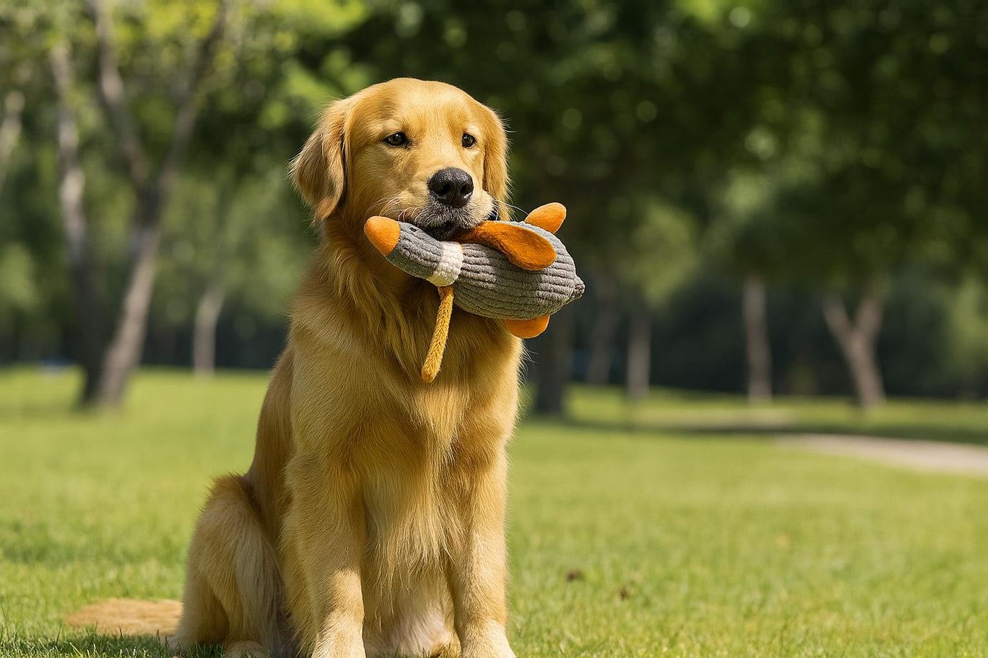 Brick Hues Plush Duck Squeaky Dog Toy – Durable Chew, Fetch & Teething Toy for Puppies, Small, Medium & Large Dogs | Soft, Safe, Non-Toxic, Washable Interactive Pet Toy (Brown)