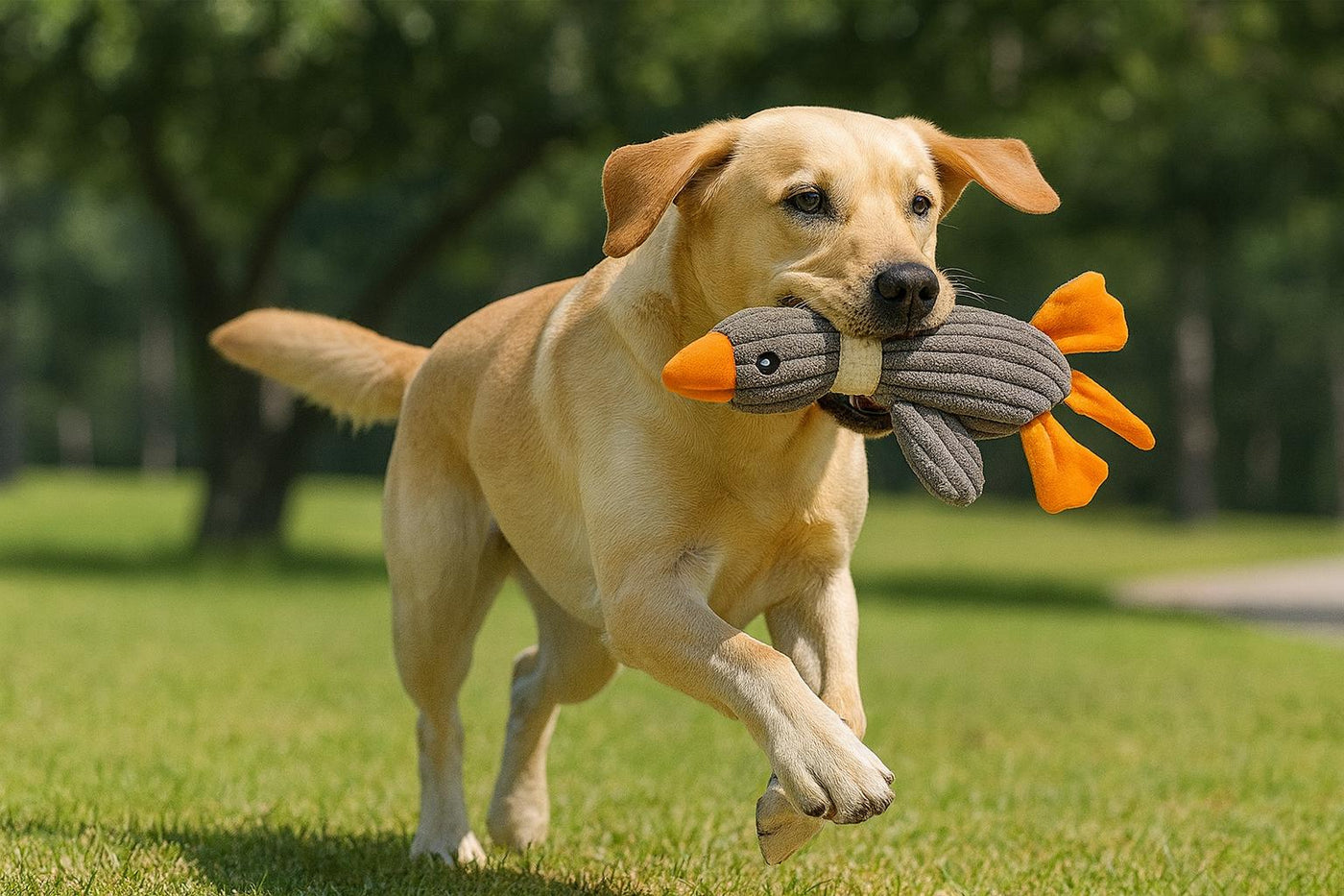 Brick Hues Plush Duck Squeaky Dog Toy – Durable Chew, Fetch & Teething Toy for Puppies, Small, Medium & Large Dogs | Soft, Safe, Non-Toxic, Washable Interactive Pet Toy (Brown)