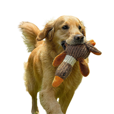 Brick Hues Plush Duck Squeaky Dog Toy – Durable Chew, Fetch & Teething Toy for Puppies, Small, Medium & Large Dogs | Soft, Safe, Non-Toxic, Washable Interactive Pet Toy (Brown)