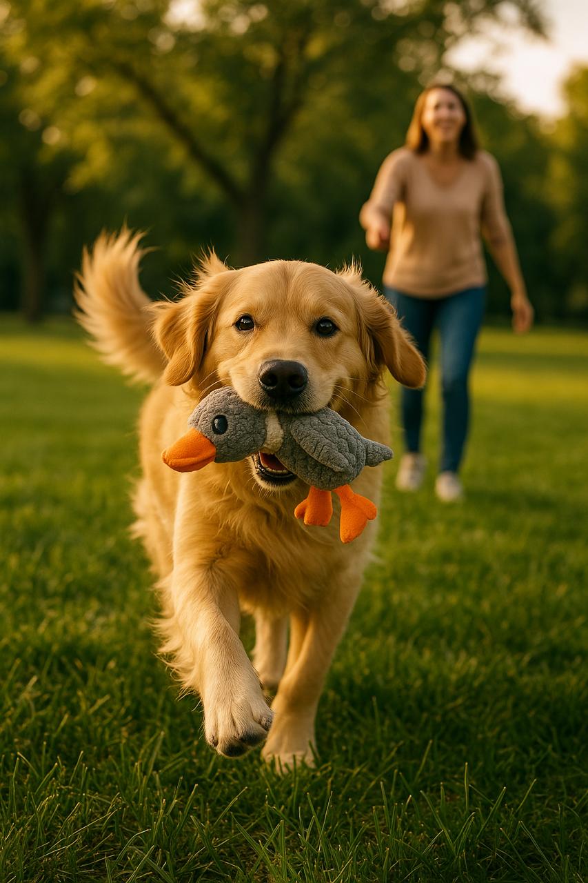 Brick Hues Plush Duck Squeaky Dog Toy – Durable Chew, Fetch & Teething Toy for Puppies, Small, Medium & Large Dogs | Soft, Safe, Non-Toxic, Washable Interactive Pet Toy (Grey)