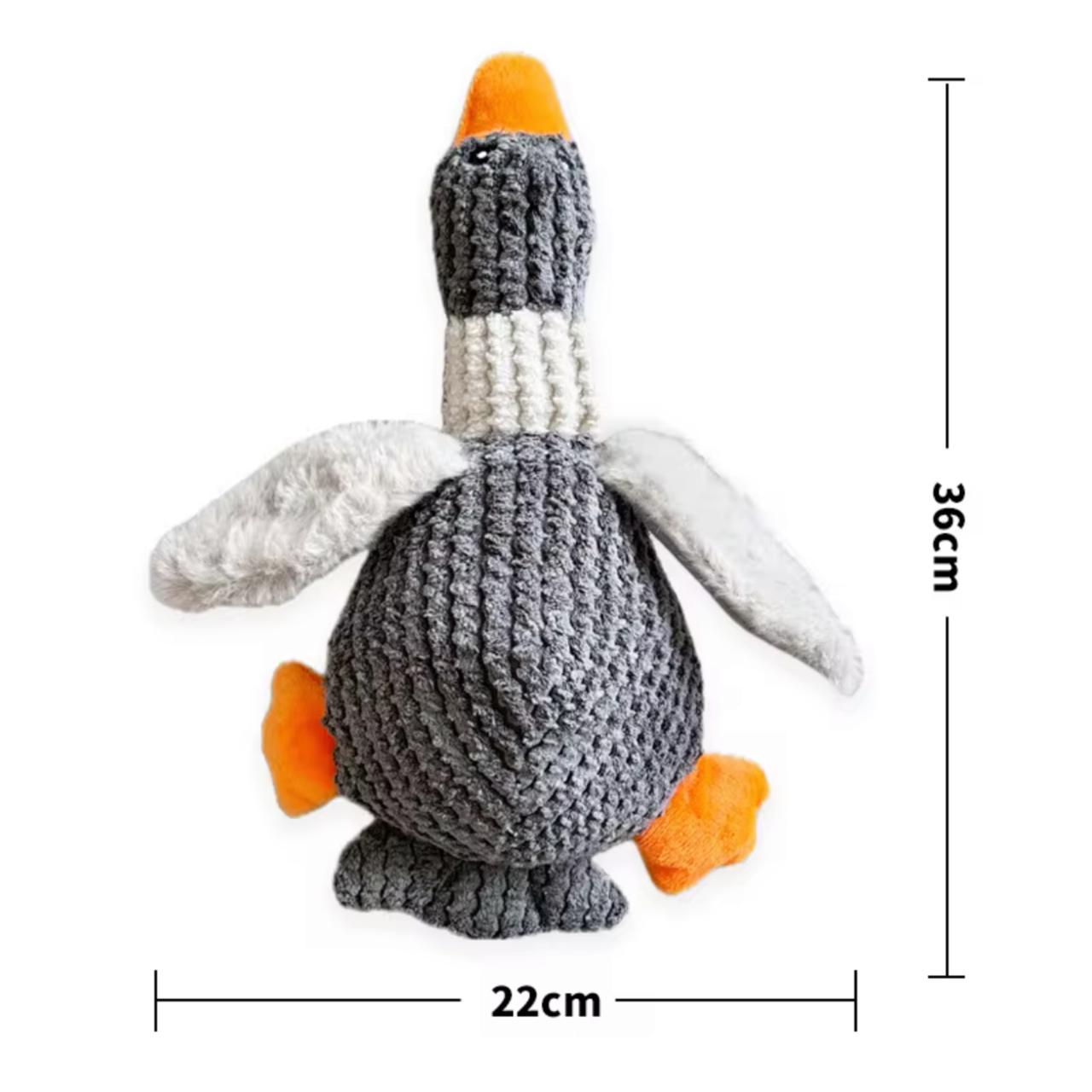 Brick Hues Plush Duck Squeaky Dog Toy – Durable Chew, Fetch & Teething Toy for Puppies, Small, Medium & Large Dogs | Soft, Safe, Non-Toxic, Washable Interactive Pet Toy (Grey)
