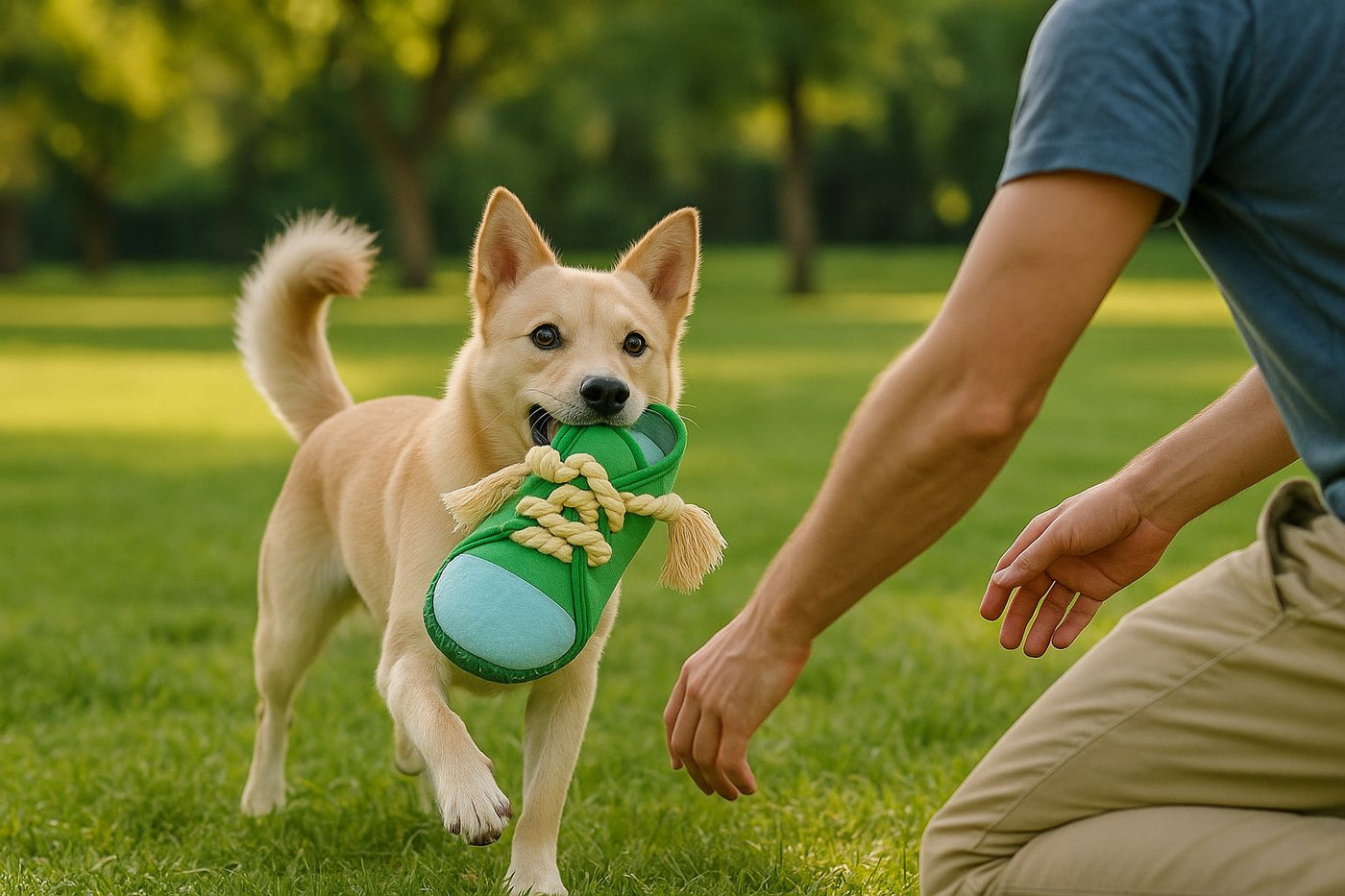 Brick Hues Sneaker Rope Dog Toy – Durable Chew, Tug & Fetch Toy for Puppies, Small, Medium & Large Dogs | Interactive, Non-Toxic, Washable Pet Toy (25cm, 56g, Green)