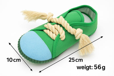 Brick Hues Sneaker Rope Dog Toy – Durable Chew, Tug & Fetch Toy for Puppies, Small, Medium & Large Dogs | Interactive, Non-Toxic, Washable Pet Toy (25cm, 56g, Green)