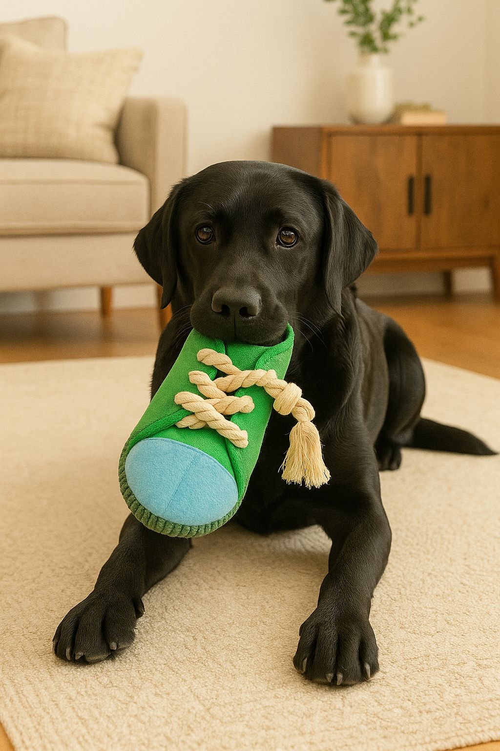 Brick Hues Sneaker Rope Dog Toy – Durable Chew, Tug & Fetch Toy for Puppies, Small, Medium & Large Dogs | Interactive, Non-Toxic, Washable Pet Toy (25cm, 56g, Green)