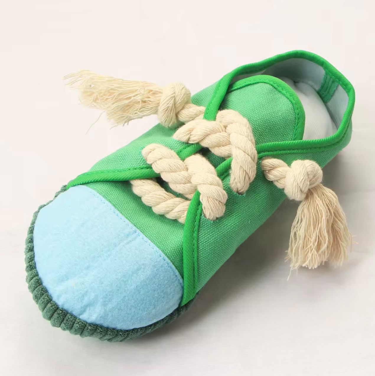 Brick Hues Sneaker Rope Dog Toy – Durable Chew, Tug & Fetch Toy for Puppies, Small, Medium & Large Dogs | Interactive, Non-Toxic, Washable Pet Toy (25cm, 56g, Green)